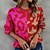 cheap Sweaters-Women&#039;s Pullover Sweater Jumper Jumper Ribbed Knit Patchwork Knitted Leopard Crew Neck Stylish Casual Outdoor Daily Fall Winter Red Purple S M L