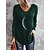 cheap T-Shirts-Women&#039;s T shirt Tee Black Navy Blue Green Print Graphic Casual Weekend Long Sleeve V Neck Basic Regular Painting S