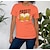 baratos T-shirts-Mulheres Camiseta Verde Laranja Bege Imprimir Gráfico Texto Casual Final de semana Manga Curta Decote Redondo Básico Algodão Padrão Pintura S