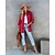 economico Cappotti e trench da donna-Per donna Blusa Camicia Rosso Bianco Stampa A quadri Informale Manica lunga Colletto Informale Lungo S