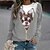 billige Hættetrøjer &amp; Sweatshirts-Dame Sweatshirt bluse Hund 3D Daglig Sport Trykt mønster Grå Aktiv Gade Rund hals Langærmet Uden for Mikroelastisk Efterår vinter