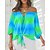 cheap Tops &amp; Blouses-Women&#039;s Blouse Shirt Green Blue Purple Lace up Ruffle Floral Sunflower Holiday Weekend 3/4 Length Sleeve Off Shoulder Streetwear Casual Regular Floral Lantern Sleeve M / 3D Print / Print