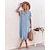 cheap Casual Dresses-Women&#039;s Knee Length Dress Denim Dress Blue Short Sleeve Patchwork Solid Color Shirt Collar Spring Summer Elegant Casual 2022 S M L XL 2XL