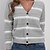 cheap Cardigans-Women&#039;s Cardigan Sweater Jumper Ribbed Knit Button Knitted V Neck Striped Outdoor Daily Stylish Casual Winter Fall Khaki Gray S M L / Long Sleeve / Regular Fit / Going out