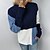 cheap Sweaters-Women&#039;s Pullover Sweater Jumper Jumper Ribbed Knit Patchwork Knitted Color Block Turtleneck Stylish Casual Outdoor Daily Fall Winter Navy Blue Green S M L