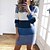 cheap Mini Dresses-Women&#039;s Sweater Dress Knit Dress Jumper Dress Midi Dress Knitwear Mature Color Block Striped Outdoor Winter Dress Daily Vacation Turtleneck Long Sleeve Drop Shoulder Knit 2023 Loose Fit Red Blue Brown