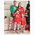 abordables Ensembles de look familial-Regard de la famille Noël Coton Pyjamas Intérieur Elf Motif de Noël Rouge Manches Longues du quotidien Tenues assorties / Automne / L&#039;hiver