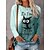 cheap T-Shirts-Women&#039;s Casual Long Sleeve Graphic Cat Tee