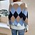 cheap Sweaters-Women&#039;s Pullover Sweater Jumper Crew Neck Ribbed Knit Acrylic Knitted Fall Winter Tunic Outdoor Daily Holiday Stylish Casual Soft Long Sleeve Color Block Argyle Wine Beige S M L
