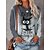 cheap T-Shirts-Women&#039;s Casual Long Sleeve Graphic Cat Tee