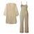 cheap Jumpsuits &amp; Rompers-Women&#039;s Jumpsuit Maillard Solid Color Crew Neck Elegant Daily Holiday Straight Regular Fit 3/4 Length Sleeve Khaki S M L Summer Fall