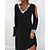 cheap Casual Dresses-Women&#039;s Casual Dress Holiday Dress Black Dress Mini Dress Black Plain Long Sleeve Summer Spring Sequins Casual V Neck Winter Dress Fall Dress 2023 S M L XL 2XL 3XL