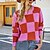 preiswerte Pullover-Damen Pullover Jumper Gerippt Stricken Strick Rundhalsausschnitt Farbblock Outdoor Täglich Stilvoll Casual Herbst Winter Weiß / Schwarz Rosa S M L / Langarm / Schachbrett / Festtage / Regular Fit