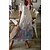 billige Maxi-kjoler-Dame Hverdagskjole Print kjole Lang kjole Maxikjole Hvid Blomstret Halvlange ærmer Sommer Forår Blondér Mode V-hals Ferierejse 2023 S M L XL XXL 3XL 4XL
