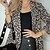 cheap Jackets-Women&#039;s Blazer Outdoor Office Holiday Breathable Comfortable Single Breasted Pocket OL Style Elegant Turndown Regular Fit Leopard Outerwear Winter Fall Long Sleeve Black And White Leopard Black S M L