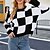 cheap Sweaters-Women&#039;s Pullover Sweater Jumper Ribbed Knit Knitted Crew Neck Color Block Outdoor Daily Stylish Casual Fall Winter White / Black Pink S M L / Long Sleeve / Check / Holiday / Regular Fit / Going out