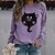 cheap Hoodies &amp; Sweatshirts-Women&#039;s Sweatshirt Pullover Monograms Print Active Streetwear Black White Pink Cat Daily Long Sleeve Round Neck