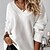 cheap Sweaters-Women&#039;s Pullover Sweater Jumper V Neck Crochet Knit Polyester Knitted Fall Winter Outdoor Daily Holiday Stylish Casual Soft Long Sleeve Pure Color White Gray S M L