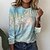 economico T-Shirt-Per donna maglietta Floreale Blu Stampa Manica lunga Informale Fine settimana Essenziale Rotonda Standard Autunno inverno
