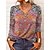 preiswerte Tops &amp; Blouses-Damen T Shirt Paisley-Muster Vintage Blume Casual Täglich Festtage Regenbogen Bedruckt Patchwork Langarm Vintage V Ausschnitt Regular Fit