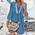 billige Afslappede kjoler-Dame Frynsekjole A Linje Kjole Boho-kjole Mini kjole Vin Blå Blomstret 3/4-ærmer Sommer Forår Blondér Afslappet V-hals 2023 S M L XL XXL 3XL