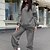 abordables Two Piece Sets-Femme 2 Pièces Ensemble Survetement Survêtement Plein Air manche longue Hiver Chaud Respirable Doux Polaire Aptitude Fonctionnement Le jogging Tenue de sport Tenues de Sport Couleur Pleine Gris fonc