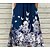 baratos Vestidos Casuais-Mulheres Vestido casual Vestido midi Azul Marinha Floral Manga 3/4 Inverno Outono Franzido Casual Decote V Final de semana 2023 S M L XL 2XL 3XL
