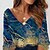 preiswerte Casual Kleider-Damen Sweatshirt-Kleid Casual kleid Bodycon Minikleid Blau 3/4 Ärmel Farbverläufe Bedruckt Sommer Frühling V Ausschnitt Urlaub Lockere Passform 2023 S M L XL XXL 3XL 4XL 5XL