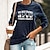 economico T-shirts-Per donna maglietta Verde Nero Blu Stampa Pop art Gatto Informale Giornaliero Manica lunga Rotonda Essenziale Cotone Standard Gatto S