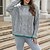 abordables Pulls-Femme Un sweatshirt pullover Sauteur Câble Tricoter Tricoté Col Ras du Cou Couleur monochrome Extérieur du quotidien à la mode Casual Automne L&#039;hiver Orange Gris S M L / Manches Longues / Vacances