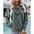 cheap Hoodies &amp; Sweatshirts-Women&#039;s Sweatshirt Pullover Print Casual Green Khaki Geometric Casual Loose Fit Long Sleeve Round Neck Cotton