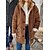 cheap Coats &amp; Trench Coats-Women&#039;s Sherpa jacket Street Casual Daily Casual Daily Warm Single Breasted Button Pocket Casual Street Style Hoodie Regular Fit Solid Color Outerwear Winter Fall Long Sleeve Brown S M L XL XXL 3XL