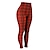 abordables Pantalons femme-Femme Collants Pantalon Legging Plaid Imprimer Cheville Confort Casual Fin de semaine Slim Mode Jaune Rouge Micro-élastique Taille haute