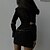 baratos Mini Vestidos-Mulheres Vestido de turno Vestido preto Preto Azul Cor imaculada Manga Longa Inverno Outono Cordões Moda Decote em V Profundo Vestido de outono 2022 S M L