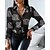 cheap Tops &amp; Blouses-Women&#039;s Shirt Blouse Black White Print Letter Work Casual Long Sleeve Shirt Collar Elegant S
