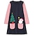 cheap Girls&#039; Dresses-Kids Little Girls&#039; Dress Unicorn Santa Claus Striped Daily Holiday Vacation A Line Dress Print Black Pink Above Knee Long Sleeve Cute Casual Sweet Dresses Fall Winter Christmas Regular Fit 3-10 Years