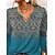 cheap T-Shirts-Women&#039;s T shirt Tee Blue Dusty Blue Floral Home Casual Long Sleeve V Neck Vintage Regular Loose Fit Floral S