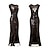 cheap Vintage Dresses-Roaring 20s 1920s Cocktail Dress Vintage Dress Flapper Dress Dress Party Costume Prom Dress Prom Dresses The Great Gatsby Women&#039;s V Neck Christmas Wedding Party Wedding Guest Adults&#039; Dress