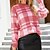 cheap Sweaters-Women&#039;s Pullover Sweater Jumper Jumper Crochet Knit Knitted Crew Neck Plaid Daily Holiday Stylish Casual Winter Fall Black Pink S M L