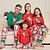 billige Stilsett til familien-Familiestil Jul Bomull Pyjamas Hjem Alv Julemønster Rød Langermet Daglig Matchende antrekk / Høst / Vinter