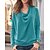 cheap Tops &amp; Blouses-Women&#039;s Shirt Blouse Pink Red Green Plain Daily Weekend Long Sleeve V Neck Streetwear Casual Regular S