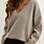 cheap Sweaters-Women&#039;s Pullover Sweater Jumper V Neck Crochet Knit Polyester Knitted Fall Winter Outdoor Daily Holiday Stylish Casual Soft Long Sleeve Pure Color White Gray S M L