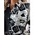 abordables Tops &amp; Blouses-Chemise Chemisier Femme Noir Patchwork Imprimer Lettre Travail Casual manche longue Col de Chemise Elégant Ajustable S