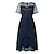 cheap Casual Dresses-Women&#039;s Semi Formal Party Dress Lace Dress Midi Dress Wine Blue Green Short Sleeve Embroidery Lace Fall Spring Summer Crew Neck Fashion Wedding Guest Fall Dress