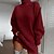 cheap Mini Dresses-Women&#039;s Sweater Dress Shift Dress Wine Red Black Pink Pure Color Long Sleeve Winter Fall Autumn Knit Classic Turtleneck Loose Fit Winter Dress Weekend Fall Dress 2022 S M L XL