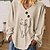 cheap Women&#039;s Hoodies &amp; Sweatshirts-Women&#039;s T shirt Tee Gray Print Cat Daily Going out Long Sleeve V Neck Chinoiserie Regular Plus Size L