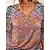 cheap Tops &amp; Blouses-Women&#039;s T shirt Tee Paisley Vintage Flower Casual Daily Holiday Rainbow Print Patchwork Long Sleeve Vintage V Neck Regular Fit