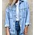 cheap Tops &amp; Blouses-Women&#039;s Shirt Blouse Blue Pocket Plain Casual Daily Long Sleeve Shirt Collar Casual Denim Long M