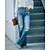 baratos Cotton &amp; Linen-Mulheres Jeans Jeans angustiado Denim Azul Moda Bolsos laterais Perna larga Rua Casual Comprimento total Micro-Elástica Tecido Conforto S M L XL