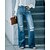 preiswerte Cotton &amp; Linen-Damen Jeans Jeans im Used-Look Denim Blau Modisch Seitentaschen Weite Hosen Strasse Casual In voller Länge Mikro-elastisch Glatt Komfort S M L XL